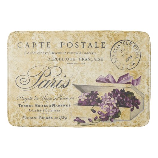 Paris Lilacs Carte Postale Badmat (Voorkant)