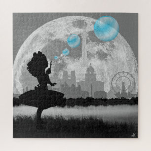 PARIS Little Girl Making Blue Bubble Art Puzzle Legpuzzel