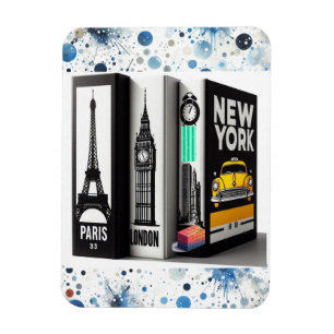 Paris Londen New York Boeken Magneet