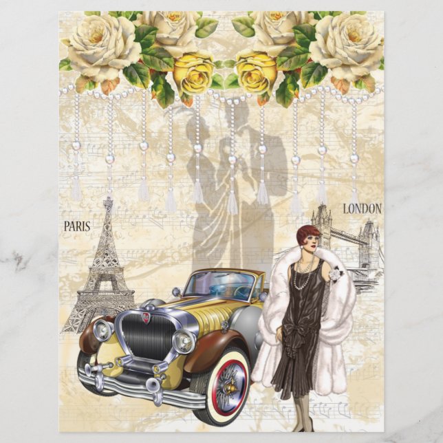 Paris London Mode Collage Scrapbook Paper (Voorkant)
