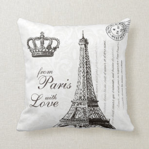Paris Love Typography  French Eiffel Tower Kussen