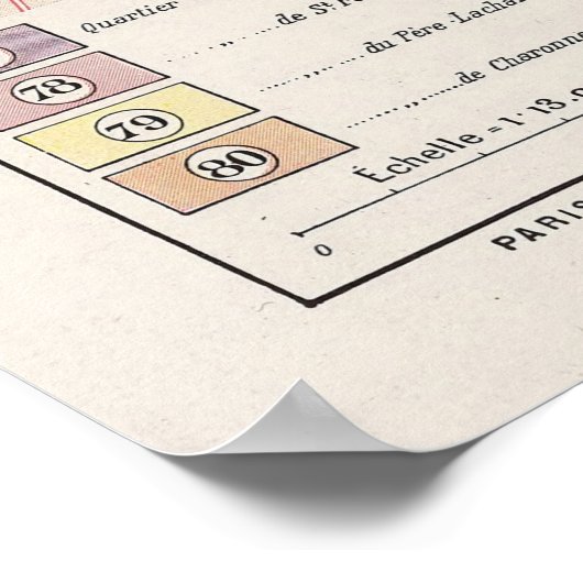  Paris Map, 1900 - 20ste Arrondissement Poster (Hoek)