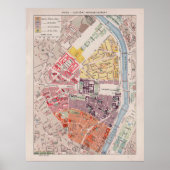 Paris Map, 1900 - 7e Arrondissement Poster (Voorkant)