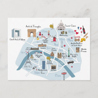 Paris Map Briefkaart