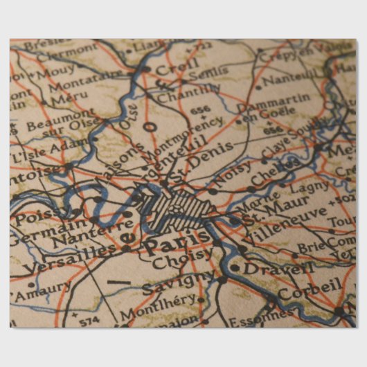 Paris Map Cadeaupapier (Vlak)