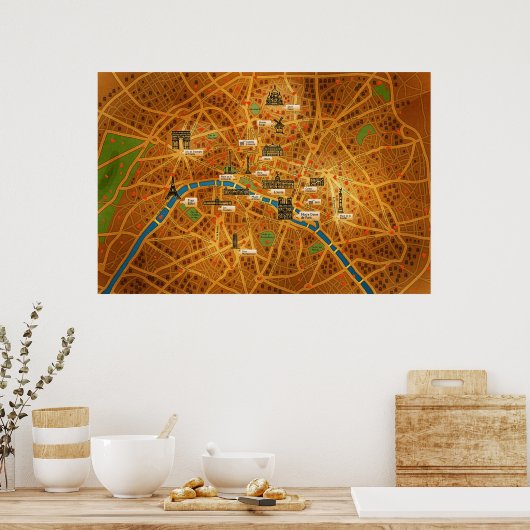 Paris Map Poster (Keuken)