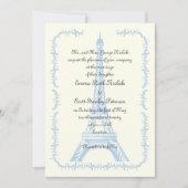 Paris mariage bleu Tour Eiffel invitation en ivoir (Devant)