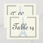 Paris mariage bleu Tour Eiffel numéro de table d'i (Devant / Derrière)