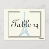 Paris mariage bleu Tour Eiffel numéro de table d'i (Dos)