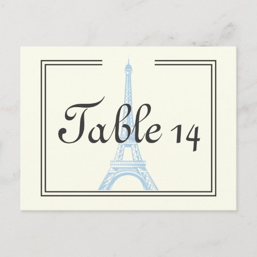Paris mariage bleu Tour Eiffel numéro de table d'i (Devant)