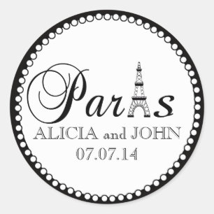 Paris Mariage Favor Câble Stickers Nom Date