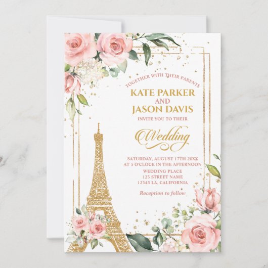 Paris Mariage Invitations Destination Tour Eiffel (Devant)