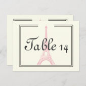 Paris mariage rose Tour Eiffel numéro de table d'i (Devant / Derrière)