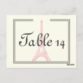 Paris mariage rose Tour Eiffel numéro de table d'i (Dos)