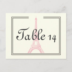 Paris mariage rose Tour Eiffel numéro de table d'i