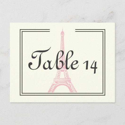 Paris mariage rose Tour Eiffel numéro de table d'i (Devant)