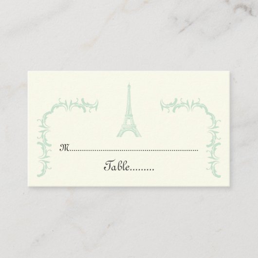 Paris mariage Tour Eiffel menthe, ivoire carte (Devant)