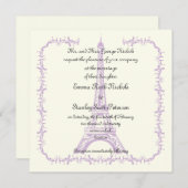 Paris mariage violet Tour Eiffel invitation en ivo (Devant / Derrière)
