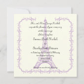 Paris mariage violet Tour Eiffel invitation en ivo (Devant)