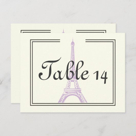 Paris mariage violet Tour Eiffel numéro de table (Devant / Derrière)