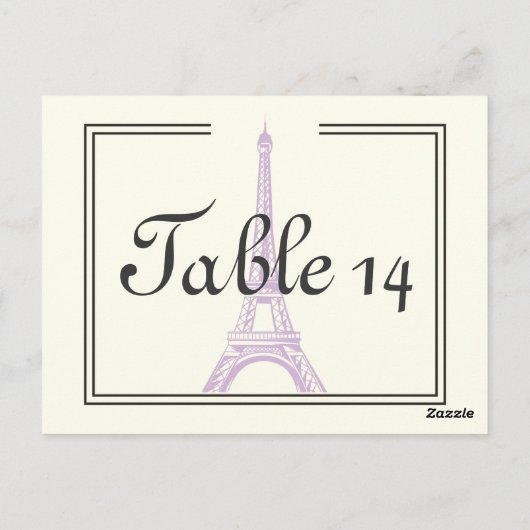 Paris mariage violet Tour Eiffel numéro de table (Dos)