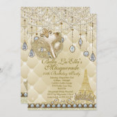 Paris Masquerade Verjaardag Evenement Feest Uitnod Kaart (Voorkant / Achterkant)