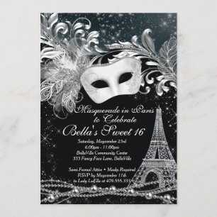 Paris Masquerade Verjaardag Evenement Feest Uitnod Kaart