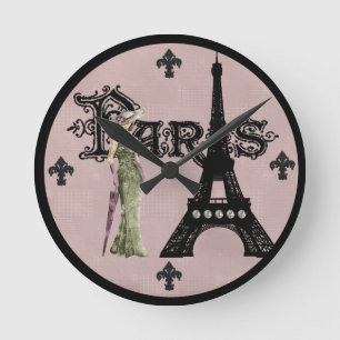 Paris Mauve Round Wall klok