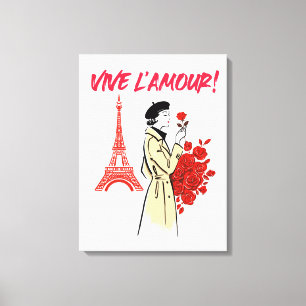 Paris Meisje Esthetiek – Romantisch Eiffeltoren On Canvas Afdruk