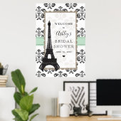 Paris Mint en Zwarte Bruiloftswelcome bord Poster (Thuiskantoor)