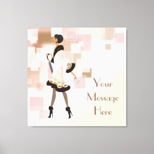 Paris Mode Model Wrapped Canvas Afdruk