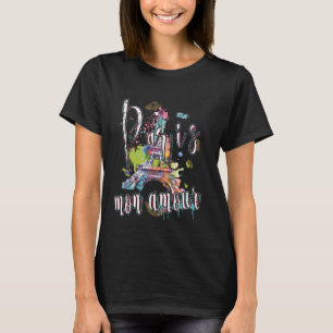 Paris Mon Amour Eiffeltoren Splash Art Graffiti W T-shirt