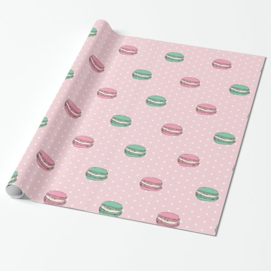 Paris Moon Macaron en polkadots Cadeaupapier (Uitgerold)