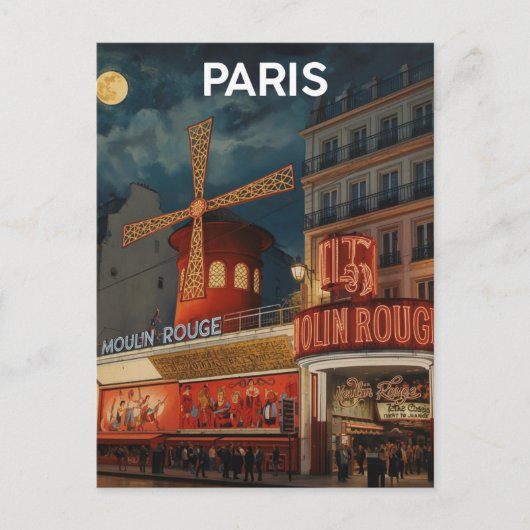 Paris Moulin Rouge Briefkaart (Voorkant)