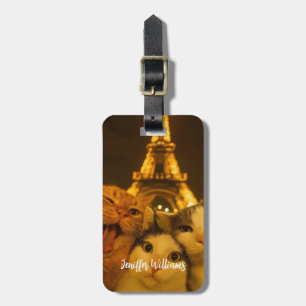 Paris Nacht Kat Selfie Squad Liefhebber Bagagelabel