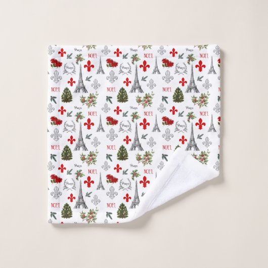 Paris Noël Tour Eiffel Serviettes de bain blanches (Gant de toilette)