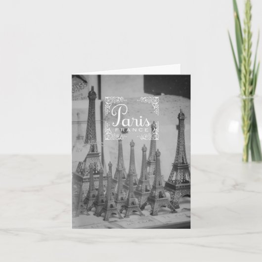 Paris Noir et Blanc Voyage Carte pour notes Souven (Devant)
