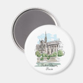 Paris Notre Dame Sketch Design Magnet Magneet (Voorkant / Achterkant)