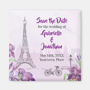 Paris Paars Iris French Save the Date Magneet