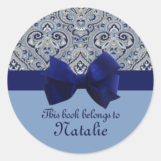 Paris Paisley Indigo 2 Gepersonaliseerde Sticker (Voorkant)