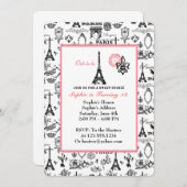 Paris Party White Invitation Kaart (Voorkant / Achterkant)