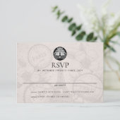 Paris Passport Wedding RSVP Kaart (Staand voorkant)
