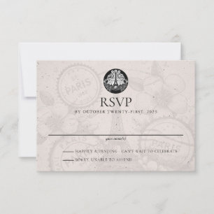 Paris Passport Wedding RSVP Kaart