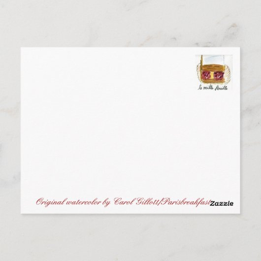 Paris Pastry Sketch waterverf Briefkaart (Achterkant)