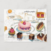 Paris Pastry Sketch waterverf Briefkaart (Voorkant)
