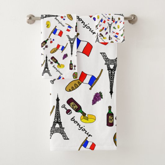 Paris Pattern French Bathroom Towel Set Bad Handdoek (Insitu)