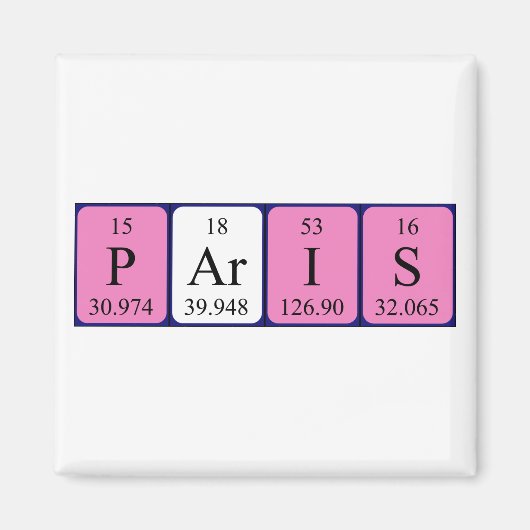Paris periodiek table name magnet magneet (Voorkant)