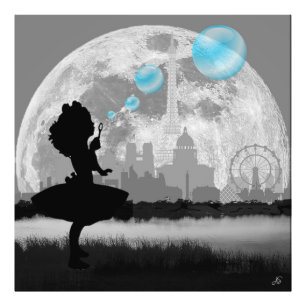 PARIS Petite Fille Créant de l'Art Photo de Bulles