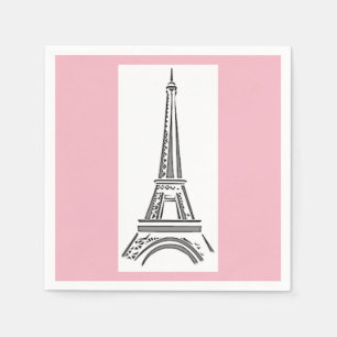 Paris Pink Eiffel Tower Theme Paper Paper Napkins Servet