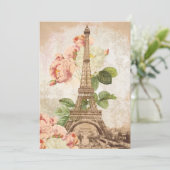 Paris Pink Rose  Romantic Uitnodiging (Staand voorkant)